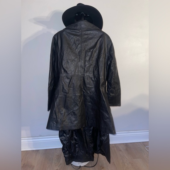 PATAGO Asymmetrical Long-Short Goth Black Leather Coat/Jacket - Picture 7 of 16